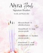 Aiyra Florals Brush Set - Watercolor & Acrylic Painting, Floral Art, Set of 4