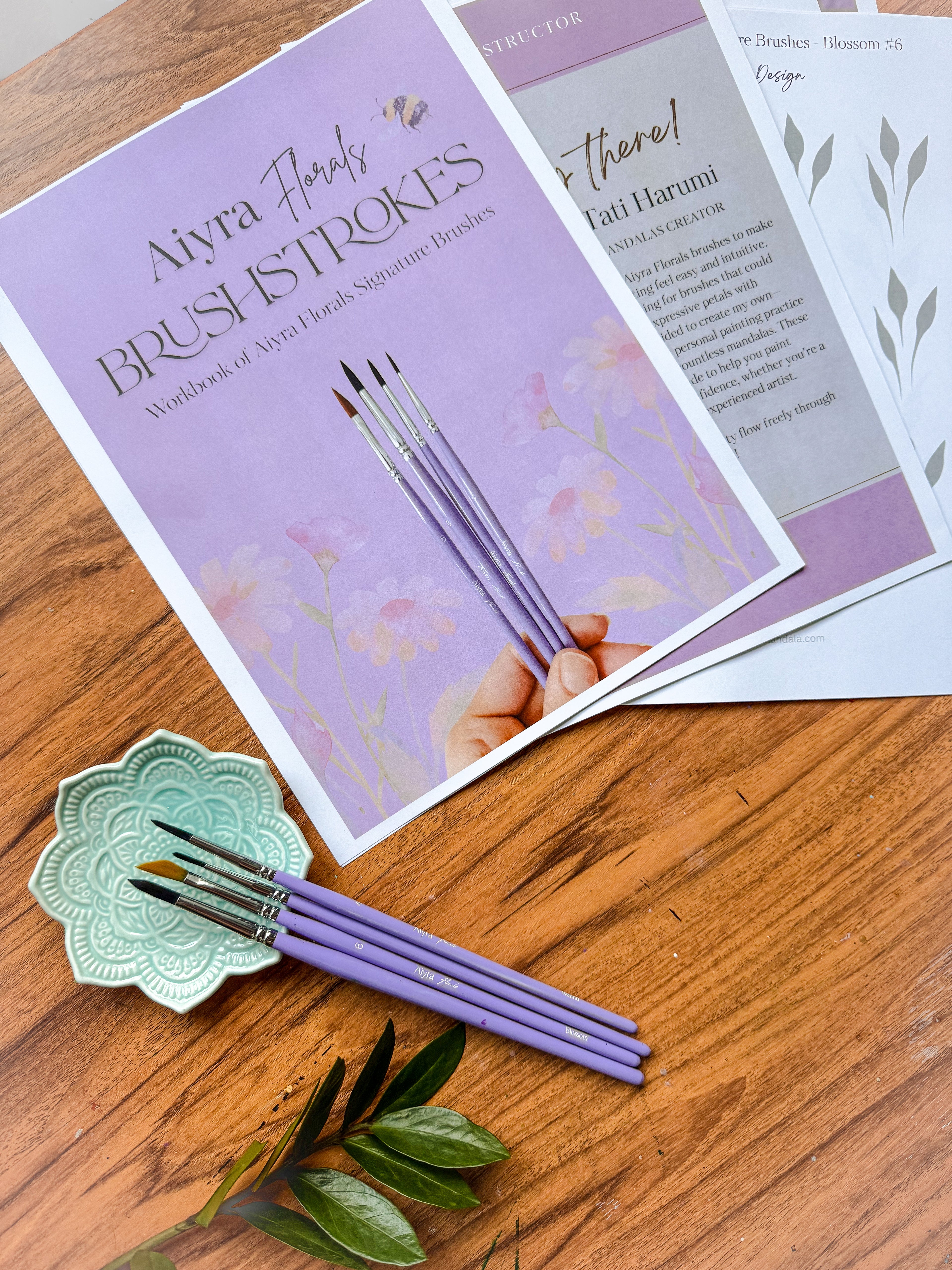 Aiyra Florals Brush Set - Watercolor & Acrylic Painting, Floral Art, Set of 4